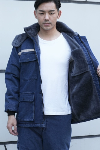 Демисезонная флисовая джинсовая куртка для работы, штаны, пуховик