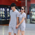 Mùa hè những người yêu thích thể thao cotton ngắn tay quần short nam giới và phụ nữ thể thao giản dị mùa hè V-Cổ chạy quần áo bộ quần áo gió nam adidas Thể thao sau