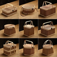 Редактирование бамбука из бамбука из бамбука ручной работы баскетбол под рисовыми пельмени корзина для корзины фруктовые корзины, новогодний грузовый чайный бамбук Подарочная коробка упаковка