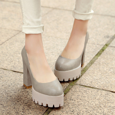 taobao agent Coarse heel high heels sexy retro large size women's shoes 40-42 small size 32-33 waterproof platform 10cm ultra-high heel shoes