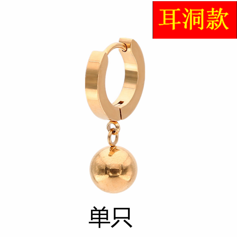 Round Rose Gold Single Earthe republic of korea Trendy man Single Ear Studs female Hip hop Ear clip No ear hole Titanium steel fashion Anti allergy Cold wind Earrings free shipping