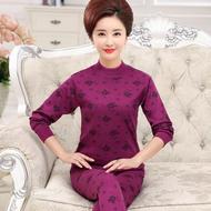 Trung niên đồ lót nhiệt của phụ nữ bông kích thước lớn mùa thu quần áo quần dài mùa đông mẹ ấm đồ lót bộ đồ lót nam dày