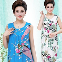 Trung niên và old-fashioned nightdress nữ cotton lụa mẹ rayon lỏng không tay đồ ngủ kích thước lớn phần mỏng nhà cũ dịch vụ mùa hè đầm nữ đẹp