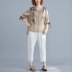 Phong cách quốc gia kích thước lớn của phụ nữ mùa hè mỏng phần tay áo sơ mi vải lanh cổ chữ V retro lỏng áo khoác nữ mỏng - Áo sơ mi