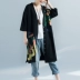 2018 mùa thu phong cách mới nghệ thuật retro loose đoạn dài bảy điểm tay áo in ấn kích thước lớn của phụ nữ áo len cardigan coat