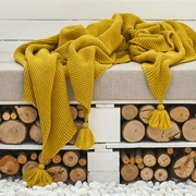 Các gừng đan chân chăn mới của sofa giường khăn mền che trang trí màu dệt tay chăn mùa xuân và mùa hè giải trí - Ném / Chăn