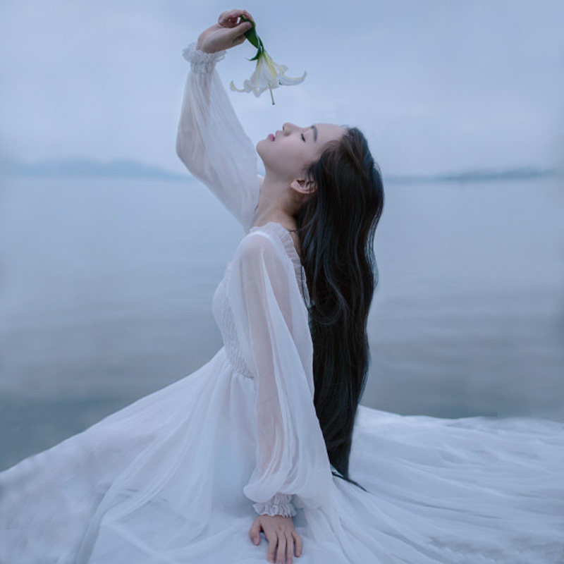 仙女裙子女夏季2017新款学生长裙森系韩版长款文艺雪纺连衣裙气质