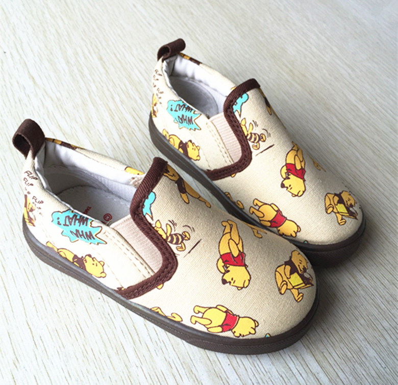 [ New ] 15 years Winnie the Pooh children's autumn foreign trade of the original single dual elastic set of feet canvas shoes shoes