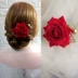 Hoa cô dâu đầu đỏ hoa hồng lá vàng kẹp tóc sườn xám váy phụ kiện sân khấu mũ cưới hoa mẹ chồng - Phụ kiện tóc