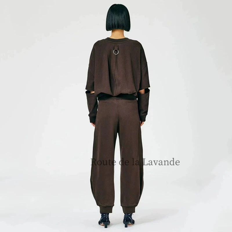 Скидка The Frankie Shop 23 новый однотонный круглый вырез водная стирка пирсинг свободная длинный рукав рубашка топ