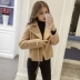 Áo khoác len nữ nhỏ mùa thu 2018 phiên bản Hàn Quốc mới của Slim mỏng ve áo dài tay dài áo len ngắn đoạn áo dạ nữ dáng ngắn Áo Hàn Quốc