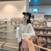 Đầu mùa thu mới Hàn Quốc phiên bản của siêu mỏng kem chống nắng dài tay cổ tròn T-Shirt + cao eo tie quần short giản dị giản dị phù hợp với phụ nữ shop thời trang nữ Bộ đồ