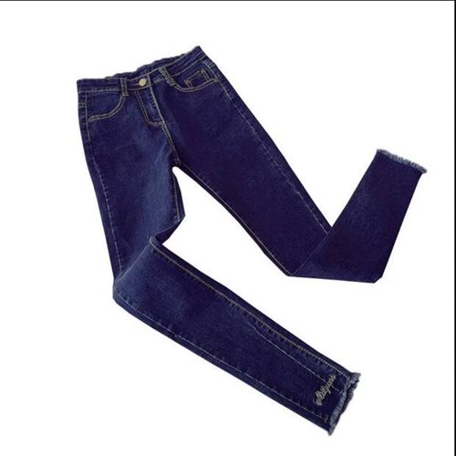 Эластичные джинсы, штаны, 2019, осенние, высокая талия, по фигуре, большой размер