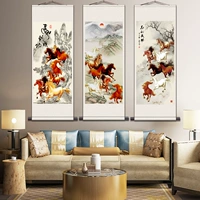 Восемь Jun Jun Silk Scrolls Horse для успешных китайских рисунок лошадей висят в гостиной офисные украшения картины были установлены