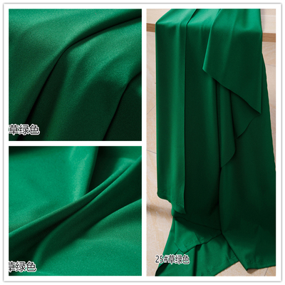 taobao agent Deep grass green superb brothers straight tribute to the woolen woven fabric polyester fiber fiber -sided elastic pants skirt fabric