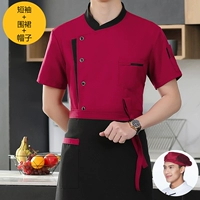 Красный фартук, шапка, короткий рукав