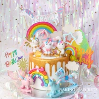 Trang trí bánh nướng Rainbow Unicorn Trojan Bộ sưu tập đồ gốm mềm Bộ sưu tập trang trí tiệc sinh nhật - Trang trí nội thất shop bán đồ dcor bàn học