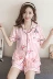 Bộ đồ ngủ nữ mùa hè ngắn tay cardigan dâu hoạt hình ngọt ngào và dễ thương phù hợp với mùa hè có thể mặc bên ngoài bộ đồ mặc nhà cotton mỏng - Bộ Pajama