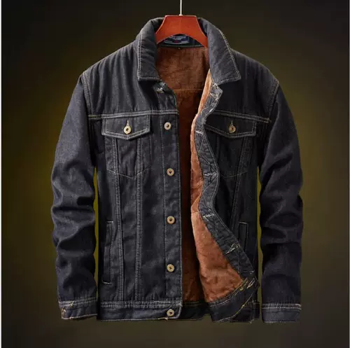 Winter men denim jacket Plush warm jacket slim plus size new
