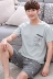 Phiên bản Hàn Quốc của đồ ngủ nam mùa hè cotton ngắn tay thanh niên giản dị đồ ngủ nam Bộ Pajama