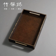 Tre Zen dấu vết Thủ công cũ tre bện trà cổ đặt khay lưu trữ wenwan retro tre gỗ phòng rõ ràng cho tấm tre dài - Trà sứ