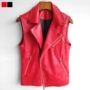 Phiên bản Hàn Quốc của ve áo không tay bằng da nam Harley Slim da vest rock cá tính vest đỏ kích thước nhỏ vest da PU - Dệt kim Vest áo len mỏng