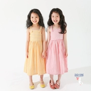 SASAKIDS váy mùa hè cho bé gái váy công chúa Hàn Quốc áo cotton lỏng kẻ sọc dây đeo váy cotton - Váy
