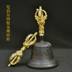 Колокол для службы 金刚铃杵法器西藏密宗尼泊尔纯手工青铜五股摇铃法铃铛印度制造