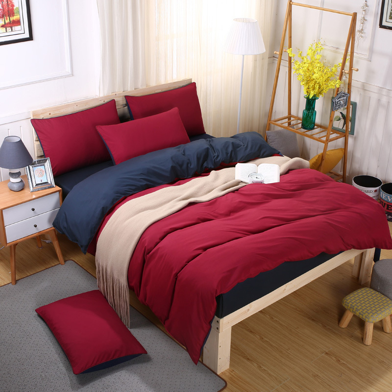 Red Plum OrchidCottonBedsheetssetquiltcoverpillowcasebedding4sets