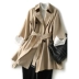& [FY112341AG] Xiaohan Pavilion Sản phẩm đơn cách điệu ~ ánh kim! Áo hai dây dài một tay áo khoác đôi nam nữ Trench Coat