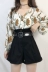 Thời trang giản dị phù hợp với nữ mùa hè 2018 mới của Hàn Quốc retro V-Cổ mẫu áo + cao eo quần chân rộng quần short triều đầm ngủ nữ Bộ đồ