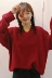 2018 mùa thu mới Hàn Quốc ulzzang Harajuku phong cách rắn màu lỏng V-Cổ áo thun áo len áo len áo sơ mi