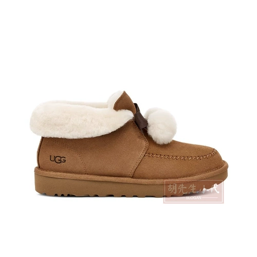 UGG Snow Boots Женская обувь подлинное повседневное плоское дно Kailin Second -Generation Bow Fold Folding Short Boots 1153517