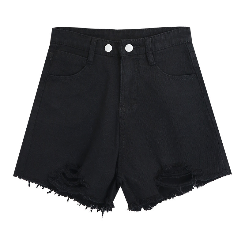 Denim shorts for women, 2022 summer new ripped high-waisted pants, slimming loose wide-leg A-line super hot pants on Instagram Item Picture