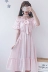 Mùa hè mới của Hàn Quốc phụ nữ tươi và ngọt ngào cung kẻ sọc ăn mặc hoang dã từ lỏng cổ áo váy giản dị váy khoét eo Váy eo cao