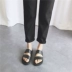 2018 mùa xuân phụ nữ mới của Hàn Quốc phiên bản của màu đen mỏng chân quần âu sinh viên hoang dã cao eo chín điểm phù hợp với quần
