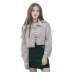 Mùa xuân phụ nữ mới Hàn Quốc tua mặt dây chuyền túi lớn vải to sợi cao eo áo khoác ngắn sinh viên bình thường áo sơ mi thủy triều áo khoác da lộn nữ Áo khoác ngắn