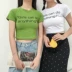 Đầu mùa xuân mới của phụ nữ ngắn cắt rốn slim slimming letters in sinh viên hoang dã đáy ngắn tay T-Shirt tops Áo phông