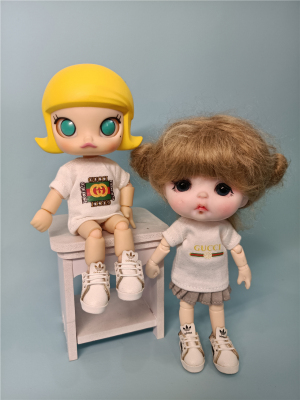 taobao agent OB11molly joint jasmine doll clothes T -shirt t -shirt printed clay beauty pork clam 12 points BJD short sleeve