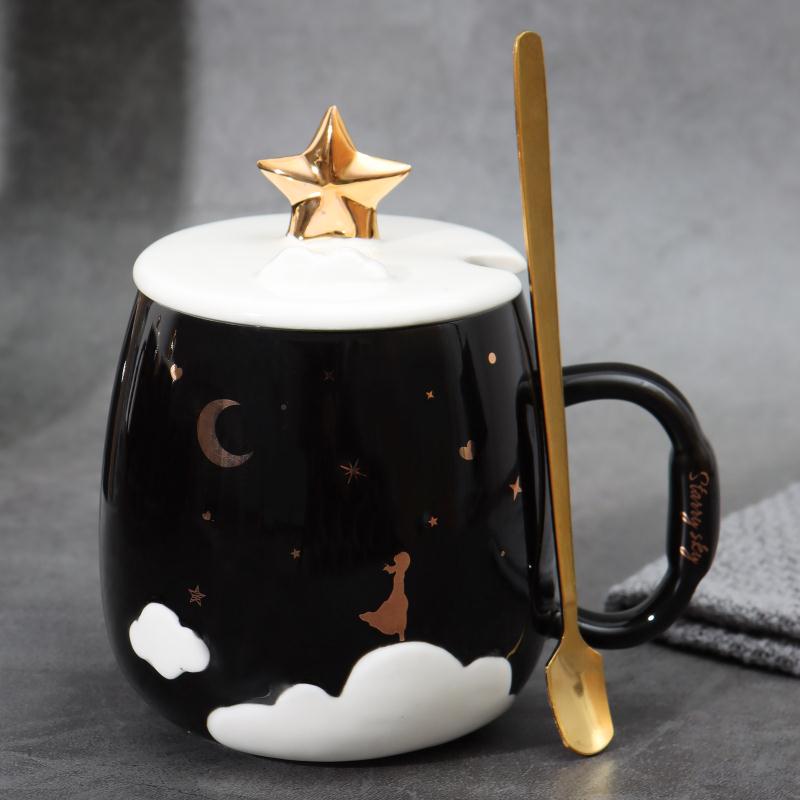 Star Cup & GirlCartoon ceramics Girlish heart unicorn Mug Water cup female With cover originality trend office lovers powder Unicorn
