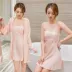 Bộ Đồ Ngủ Gợi Cảm Cho Nữ Mùa Hè 2023 Mới Mỏng Băng Lụa Xuân Thu Ren Suspender Ống Top Váy Ngủ 2 bộ