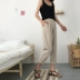 Mùa hè của phụ nữ Hàn Quốc phiên bản của lỏng màu rắn đàn hồi eo cà rốt quần harem quần eo cao là mỏng chín quần quần âu thủy triều Quần Harem