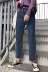 Đầu mùa thu của phụ nữ Hàn Quốc phiên bản của hoang dã lỏng rửa jeans thô cao eo là mỏng quần chân rộng quần thẳng chín quần quần jean nữ đẹp Quần jean