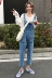 Đầu mùa thu của phụ nữ Hàn Quốc phiên bản của cá tính bib loose loose cao eo là quần jean mỏng một mảnh quần thẳng chín quần