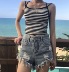 Mùa hè của phụ nữ Hàn Quốc phiên bản của cross-back lại Slim sling bên ngoài mặc dưới vẻ đẹp trở lại vest với ngực pad áo sơ mi ngắn quần thể thao nữ Áo ba lỗ