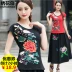 Mùa hè mới gió quốc gia của phụ nữ áo thêu ngắn tay t-shirt nữ Trung Quốc phong cách thêu kích thước lớn Slim đáy áo áo phông nữ cao cấp Áo phông