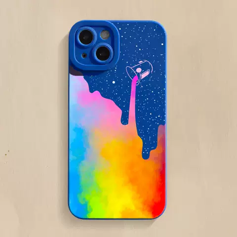 Rainbow Paint Bucket In Sky Illustration New Phone Cases Covers Matte Silicone TPU iPhone 15, iPhone 14, iPhone 13, iPhone 12, iPhone 11