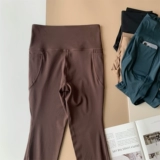 Кофейная одежда для йоги, леггинсы, комбинезон для спортзала, эластичные штаны, в обтяжку