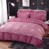 Pha lê chăn đơn mảnh phiên bản Hàn Quốc ab dệt kim cotton dày ấm áp lông cừu san hô flannel 200x230 quilt 7x7