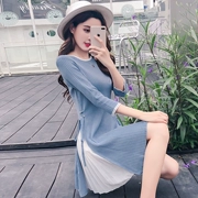 Nữ mùa thu 2018 mới cô gái nhỏ cổ tích váy Hàn Quốc phiên bản Hàn Quốc gồm 7 điểm tay áo thắt eo phía dưới